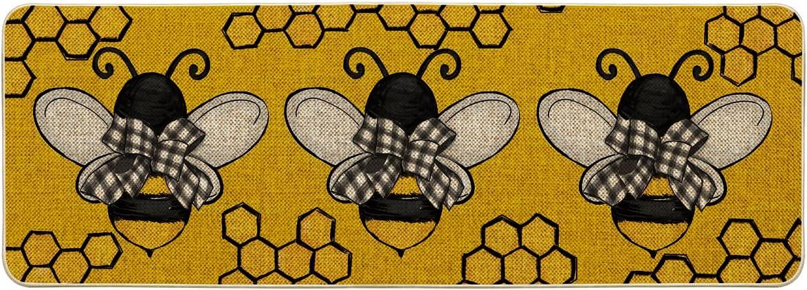 image:imageArtoid Mode Bee Kind Bow Tie Yellow Spring Doormat Seasonal Summer Home Decor LowProfile Switch Rug Door Mat Floor Mat for Indoor Outdoor 17x29 InchYellow