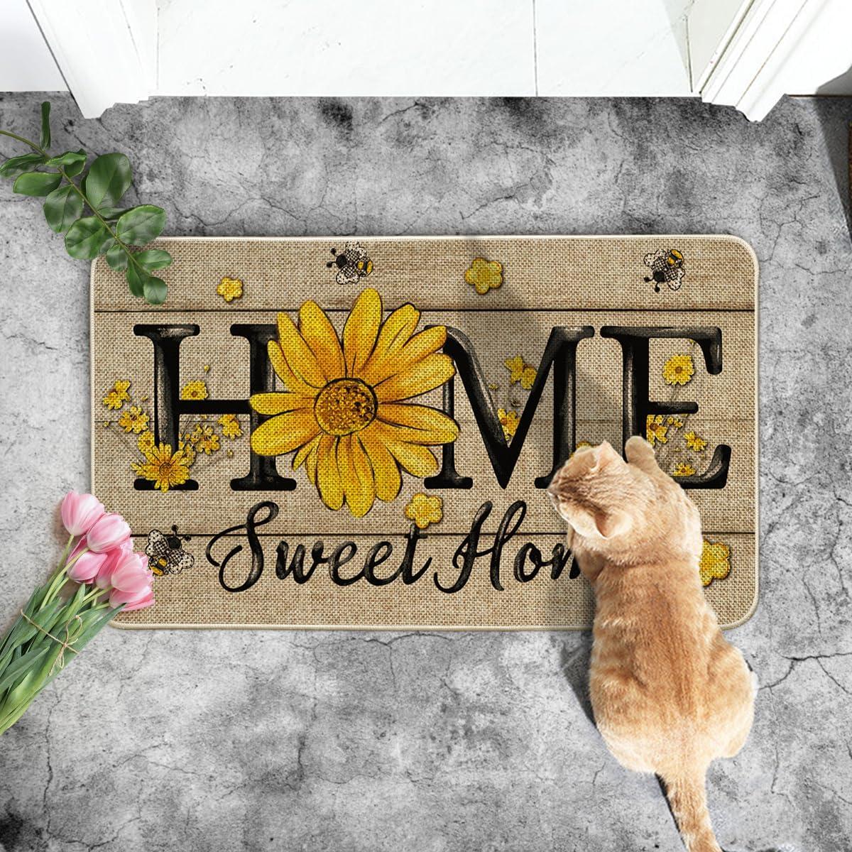image:imageArtoid Mode Bee Sunflower Daisy Home Sweet Home Spring Doormat Home Summer Decor LowProfile Switch Rug Door Mat Floor Mat for Indoor Outdoor 17x29 Inch
