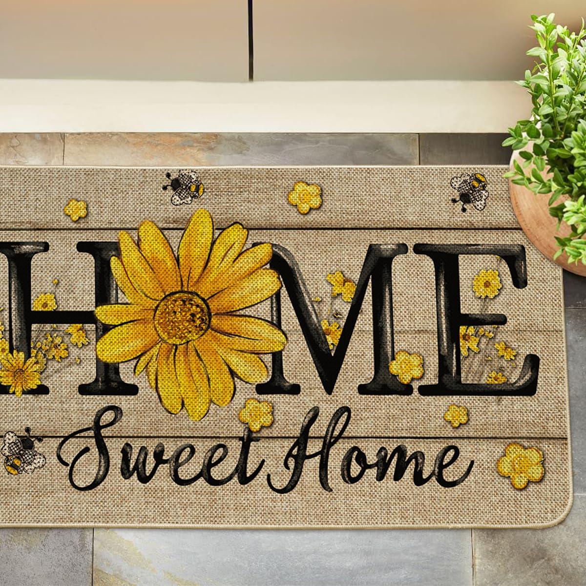 image:imageArtoid Mode Bee Sunflower Daisy Home Sweet Home Spring Doormat Home Summer Decor LowProfile Switch Rug Door Mat Floor Mat for Indoor Outdoor 17x29 Inch