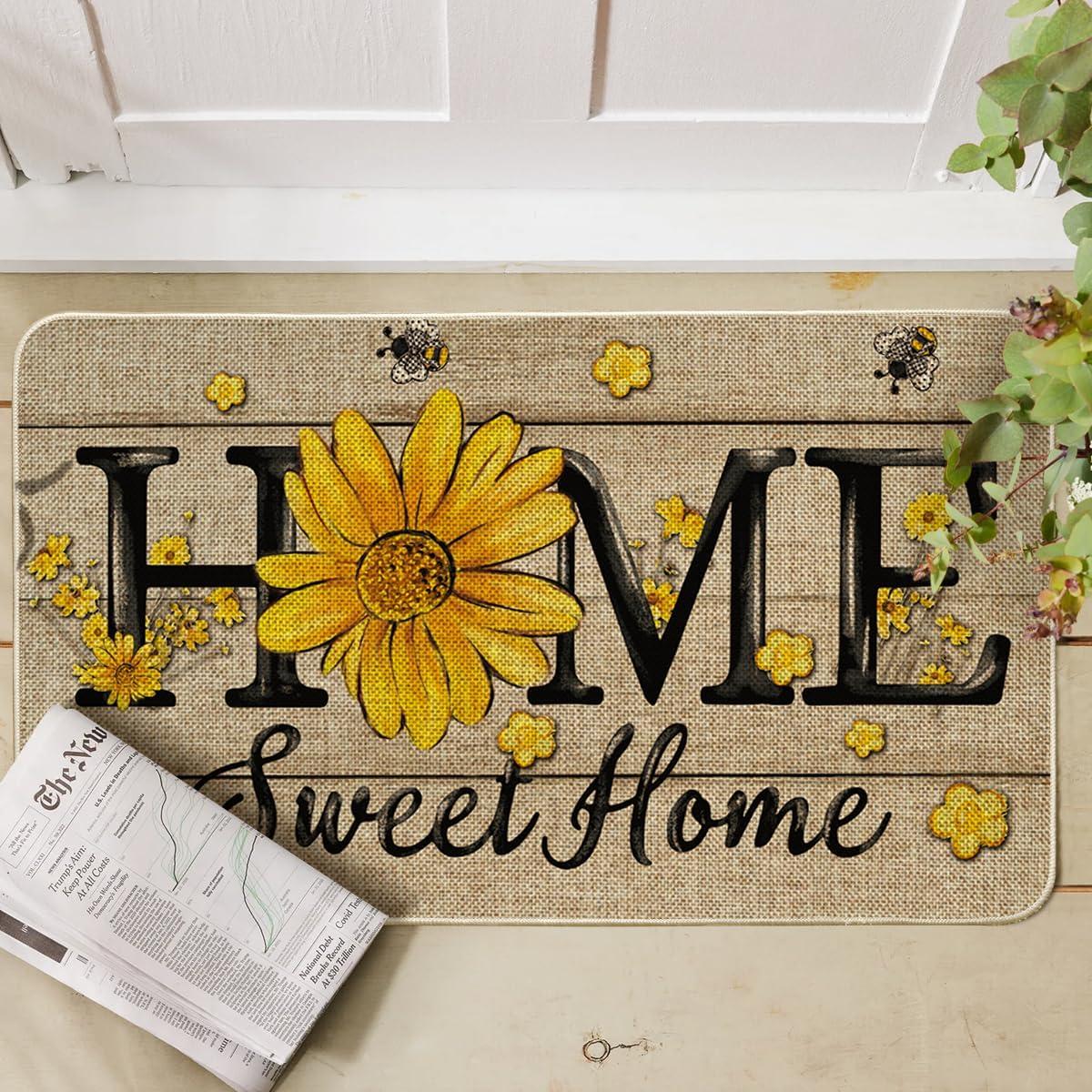 image:imageArtoid Mode Bee Sunflower Daisy Home Sweet Home Spring Doormat Home Summer Decor LowProfile Switch Rug Door Mat Floor Mat for Indoor Outdoor 17x29 Inch