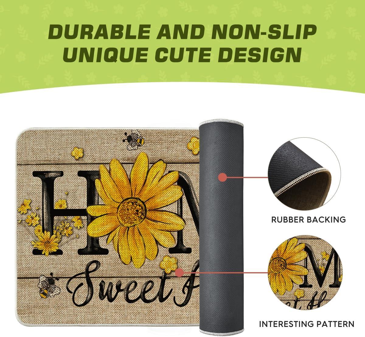 image:imageArtoid Mode Bee Sunflower Daisy Home Sweet Home Spring Doormat Home Summer Decor LowProfile Switch Rug Door Mat Floor Mat for Indoor Outdoor 17x29 Inch