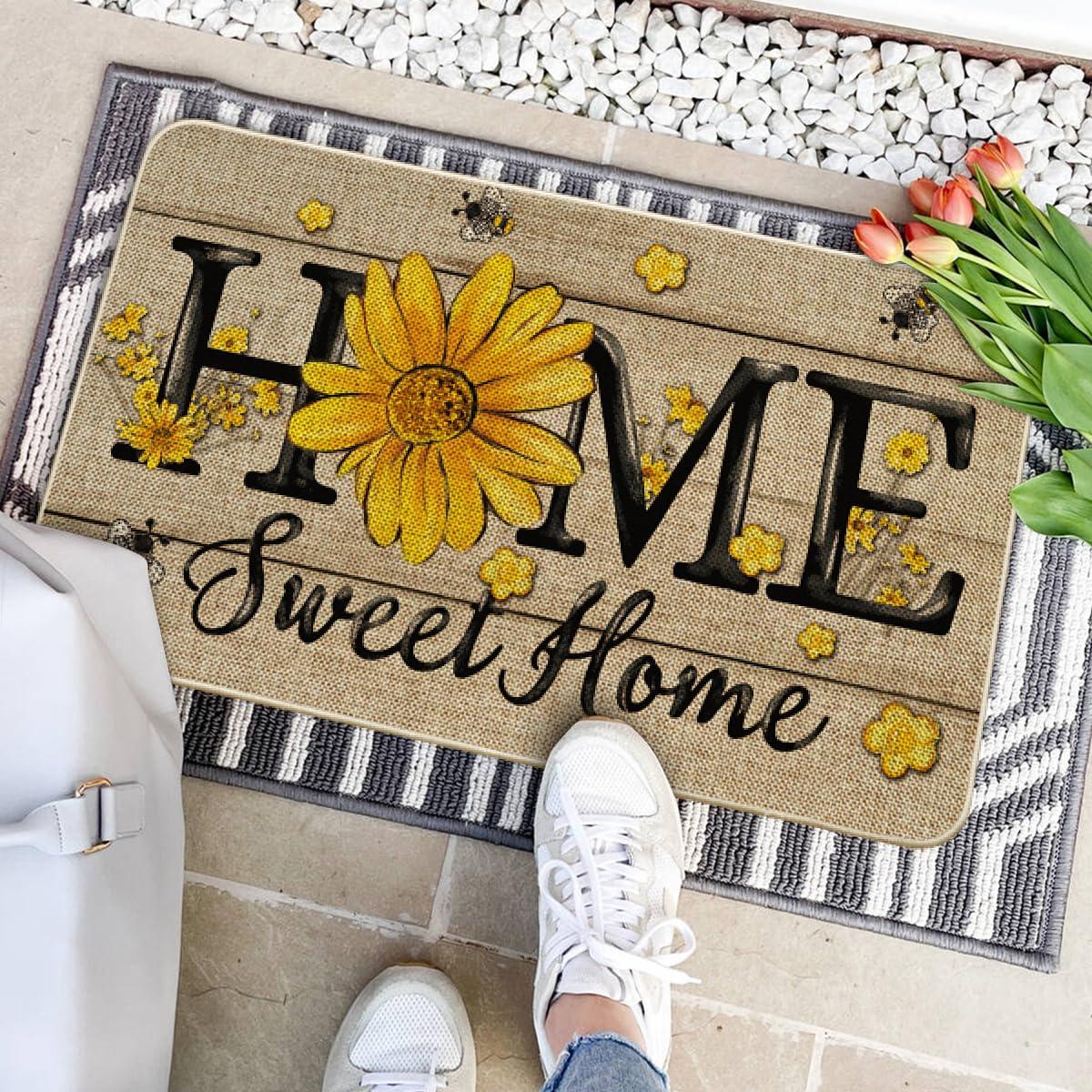 image:imageArtoid Mode Bee Sunflower Daisy Home Sweet Home Spring Doormat Home Summer Decor LowProfile Switch Rug Door Mat Floor Mat for Indoor Outdoor 17x29 Inch