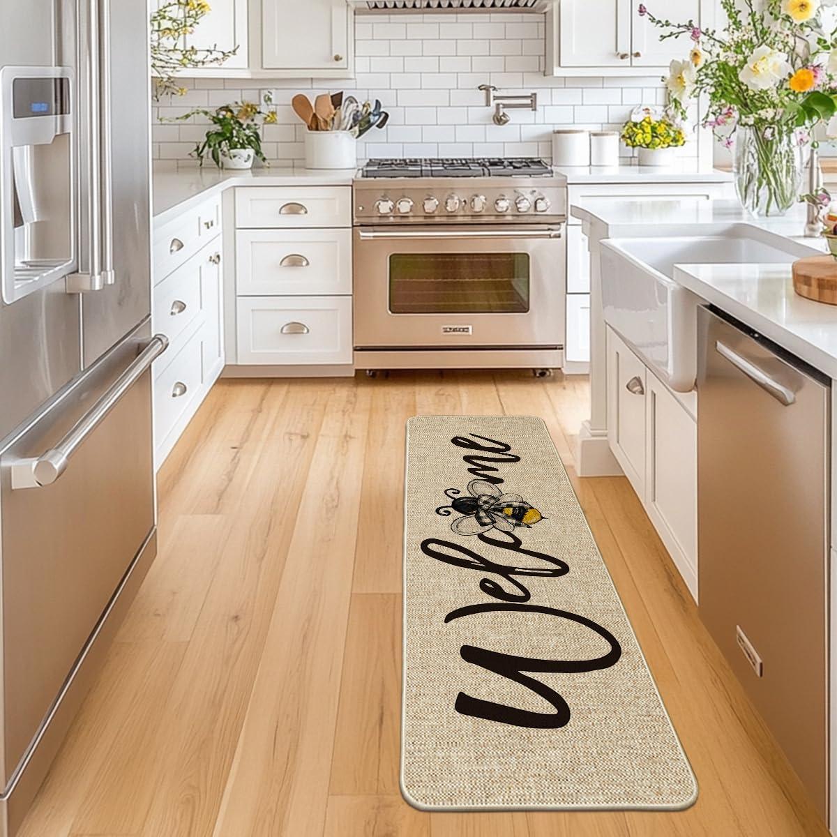 image:imageArtoid Mode Black Bee Welcome Summer Home Decor LowProfile Switch Rug Door Mat for Indoor Outdoor 17x29 InchBeige