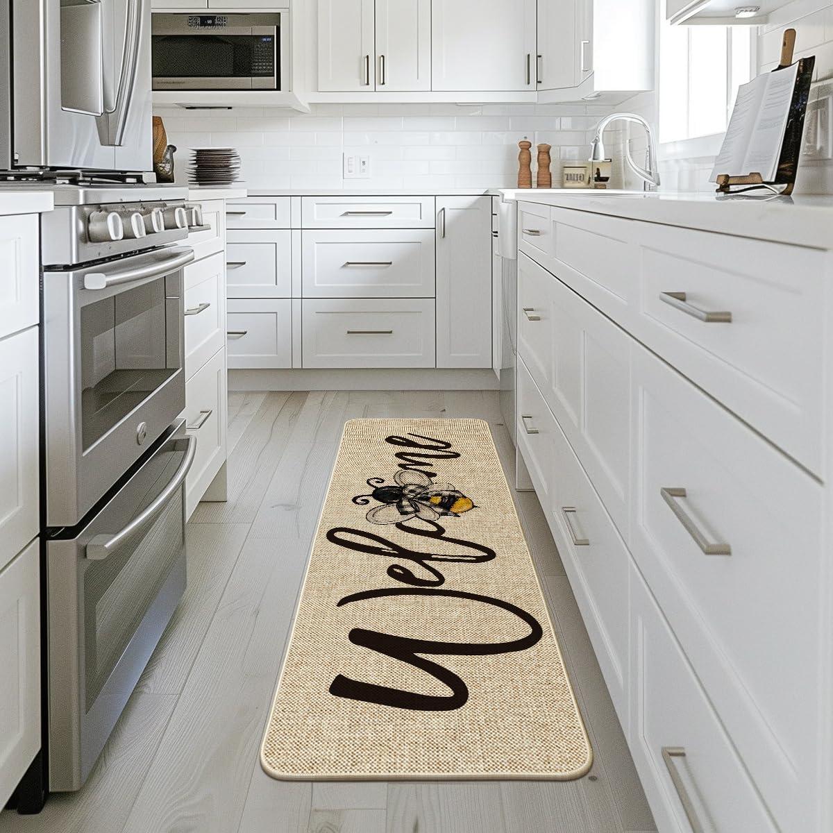 image:imageArtoid Mode Black Bee Welcome Summer Home Decor LowProfile Switch Rug Door Mat for Indoor Outdoor 17x29 InchBeige