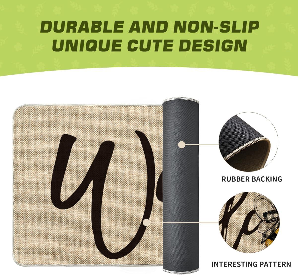 image:imageArtoid Mode Black Bee Welcome Summer Home Decor LowProfile Switch Rug Door Mat for Indoor Outdoor 17x29 InchBeige