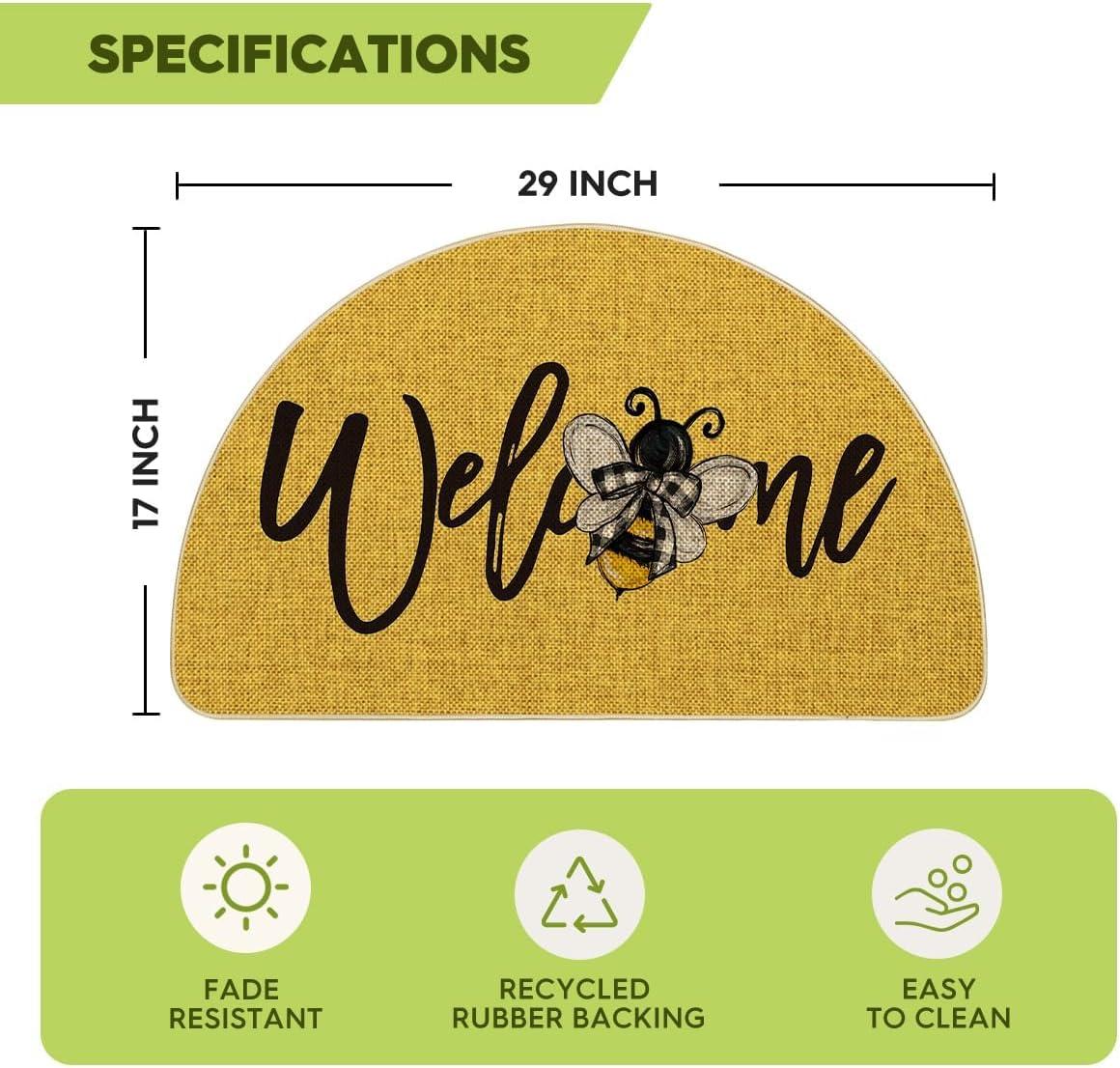 image:imageArtoid Mode Black Bee Welcome Summer Home Decor LowProfile Switch Rug Door Mat for Indoor Outdoor 17x29 InchYellow