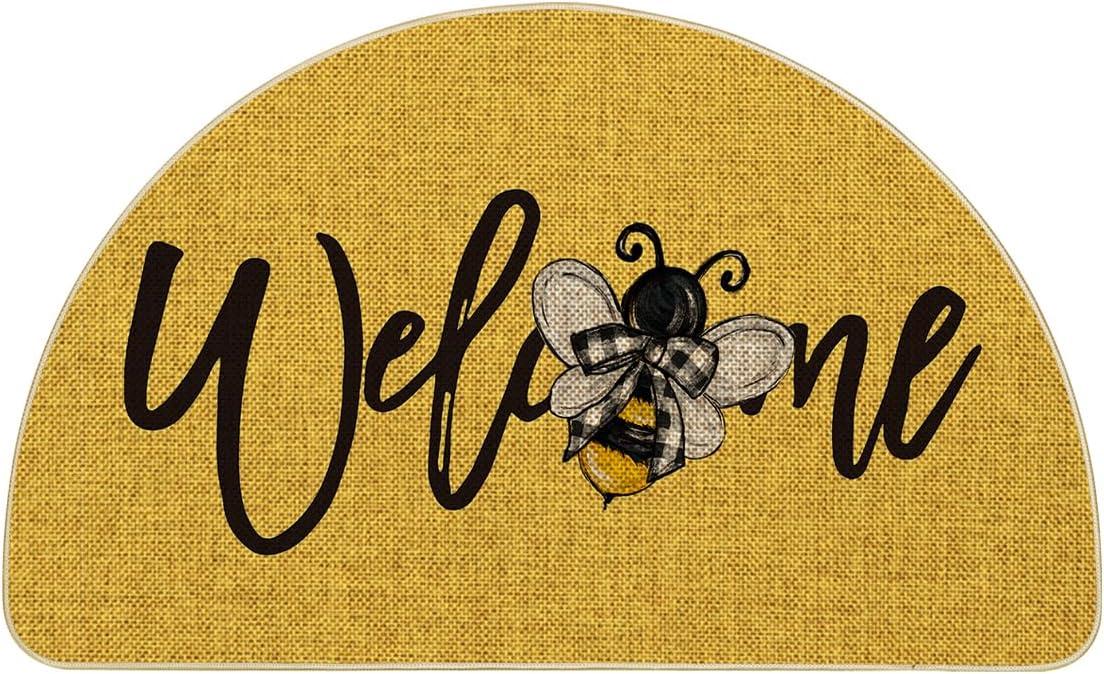 image:imageArtoid Mode Black Bee Welcome Summer Home Decor LowProfile Switch Rug Door Mat for Indoor Outdoor 17x29 InchYellow