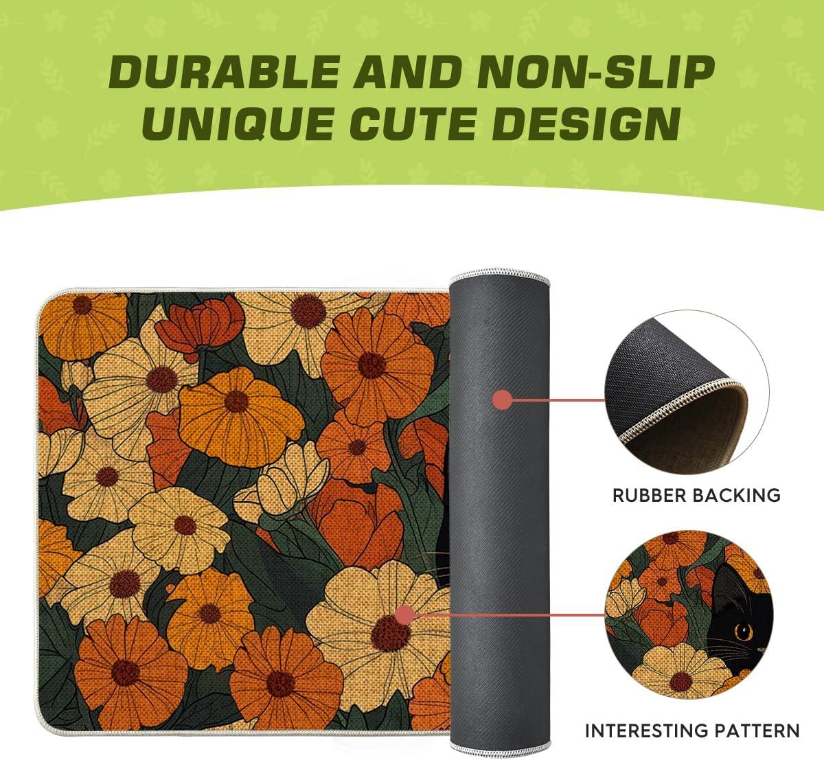 image:imageArtoid Mode Black Cat Flowers Spring Doormat Home Summer Decor LowProfile Switch Rug Door Mat Floor Mat for Indoor Outdoor 17x29 Inch