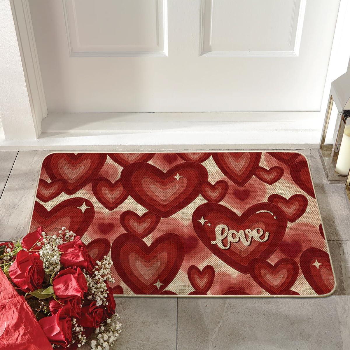 image:imageArtoid Mode Black Love Heart Valentines DoormatHome Decor LowProfile Door Mat Switch Rug Floor Mat for Indoor Outdoor 17x29 Inch