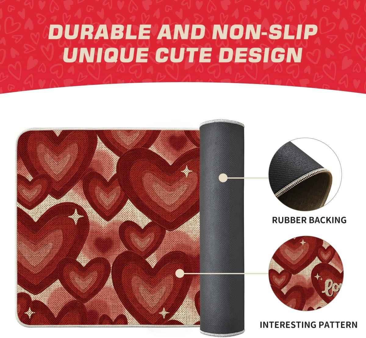 image:imageArtoid Mode Black Love Heart Valentines DoormatHome Decor LowProfile Door Mat Switch Rug Floor Mat for Indoor Outdoor 17x29 Inch