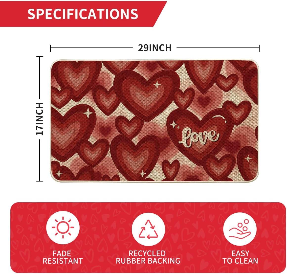 image:imageArtoid Mode Black Love Heart Valentines DoormatHome Decor LowProfile Door Mat Switch Rug Floor Mat for Indoor Outdoor 17x29 Inch