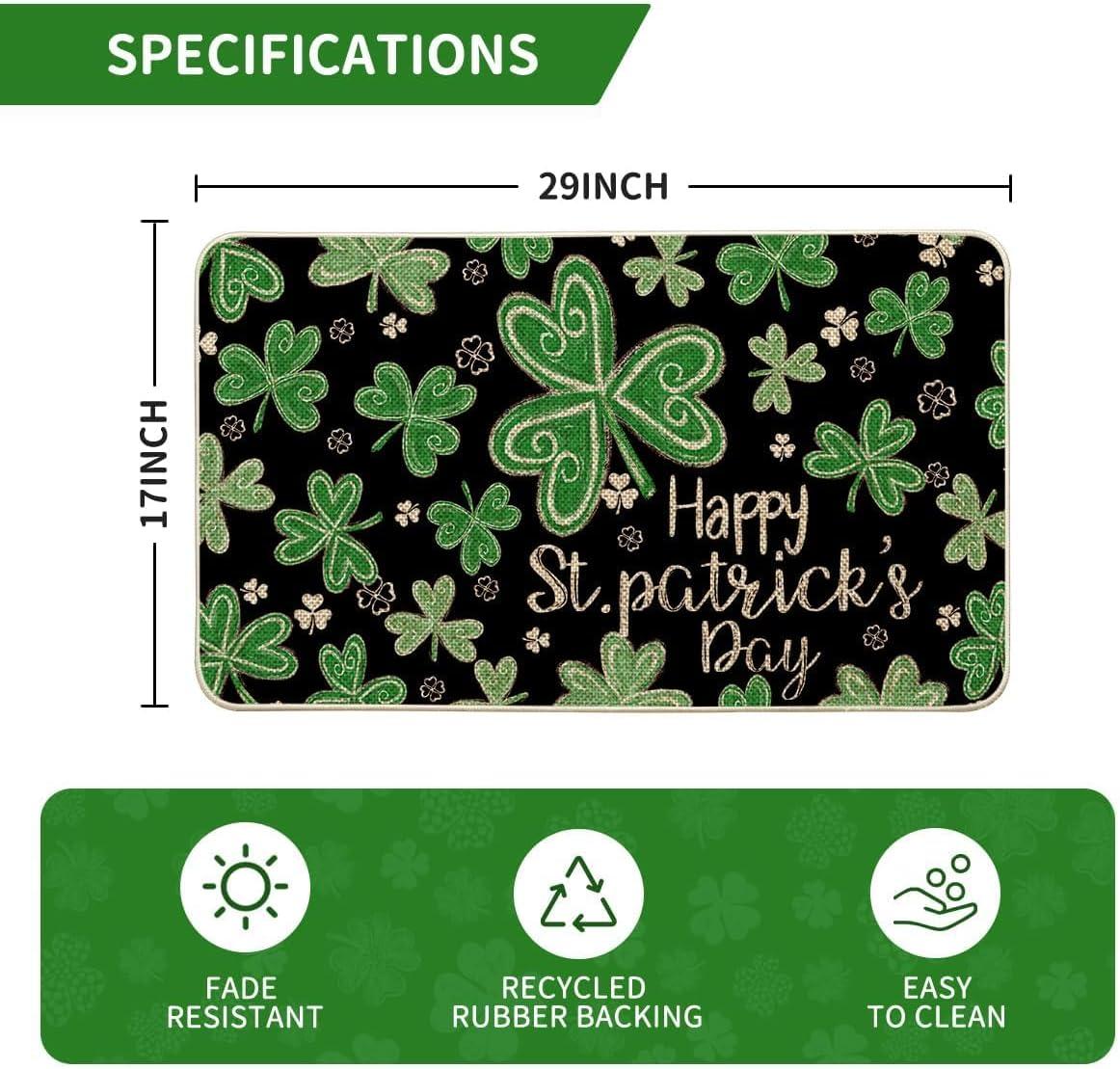 image:imageArtoid Mode Black Shamrock Happy St Patricks Day Doormat Home Decor LowProfile Switch Rug Door Mat Floor Mat for Indoor Outdoor 17x29 Inch
