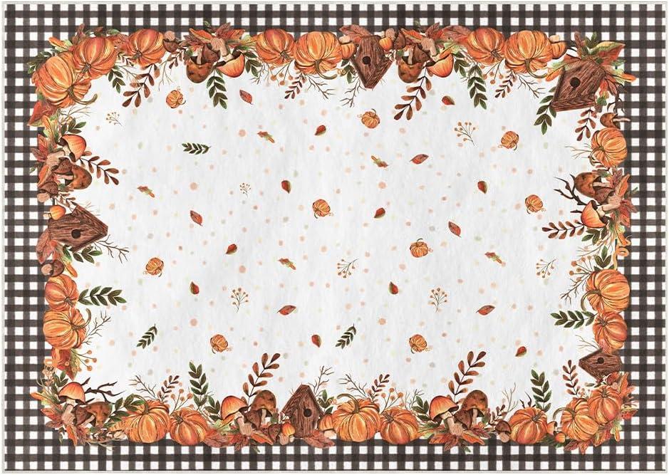 image:imageArtoid Mode Buffalo Plaid Pumpkins Mushrooms Fall Area Rug Autumn Thanksgiving Home Decor LowProfile NonSlip Washable Runner Rug for Entryway Bedroom Living Room Laundry Room Indoor 2x6 FeetBlackWhite
