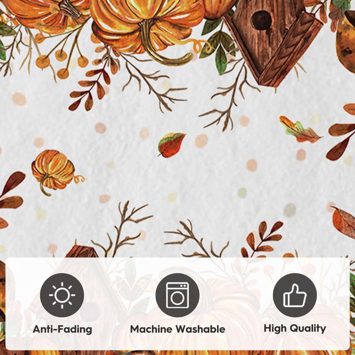image:imageArtoid Mode Buffalo Plaid Pumpkins Mushrooms Fall Area Rug Autumn Thanksgiving Home Decor LowProfile NonSlip Washable Runner Rug for Entryway Bedroom Living Room Laundry Room Indoor 2x6 FeetBlackWhite