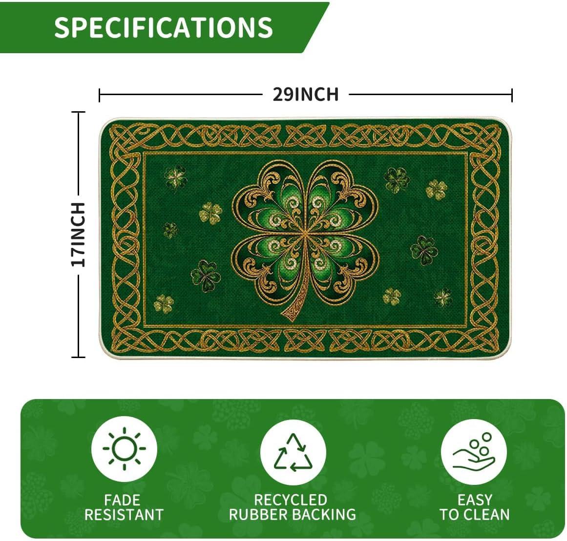 image:imageArtoid Mode Cloisonne Clover St Patricks Day Doormat Home Decor LowProfile Switch Rug Door Mat Floor Mat for Indoor Outdoor 17x29 InchGreen