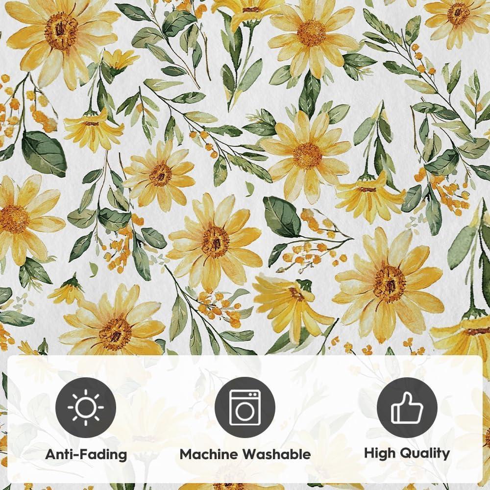image:imageArtoid Mode Daisy Sunflower Leaves Spring Area Rug Summer Home Decor LowProfile Washable Area Rugs for Entryway Bedroom Living Room Laundry Room Indoor 5x7 FeetYellow