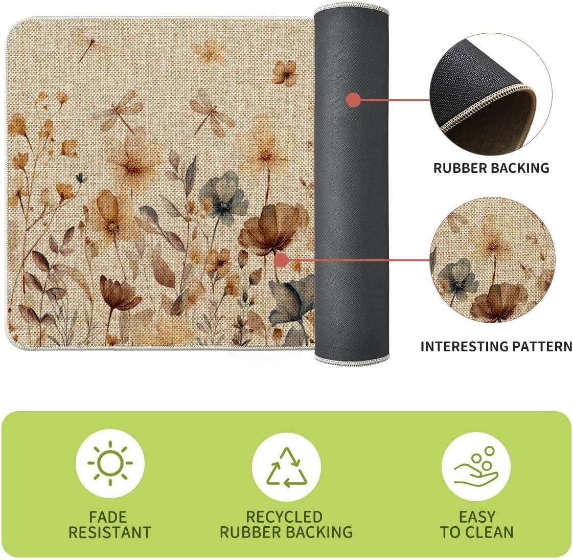image:imageArtoid Mode Floral Flowers Spring Kitchen Mats Set of 2 Home Decor LowProfile Kitchen Rugs for Floor 17x29 and 17x47 Inch