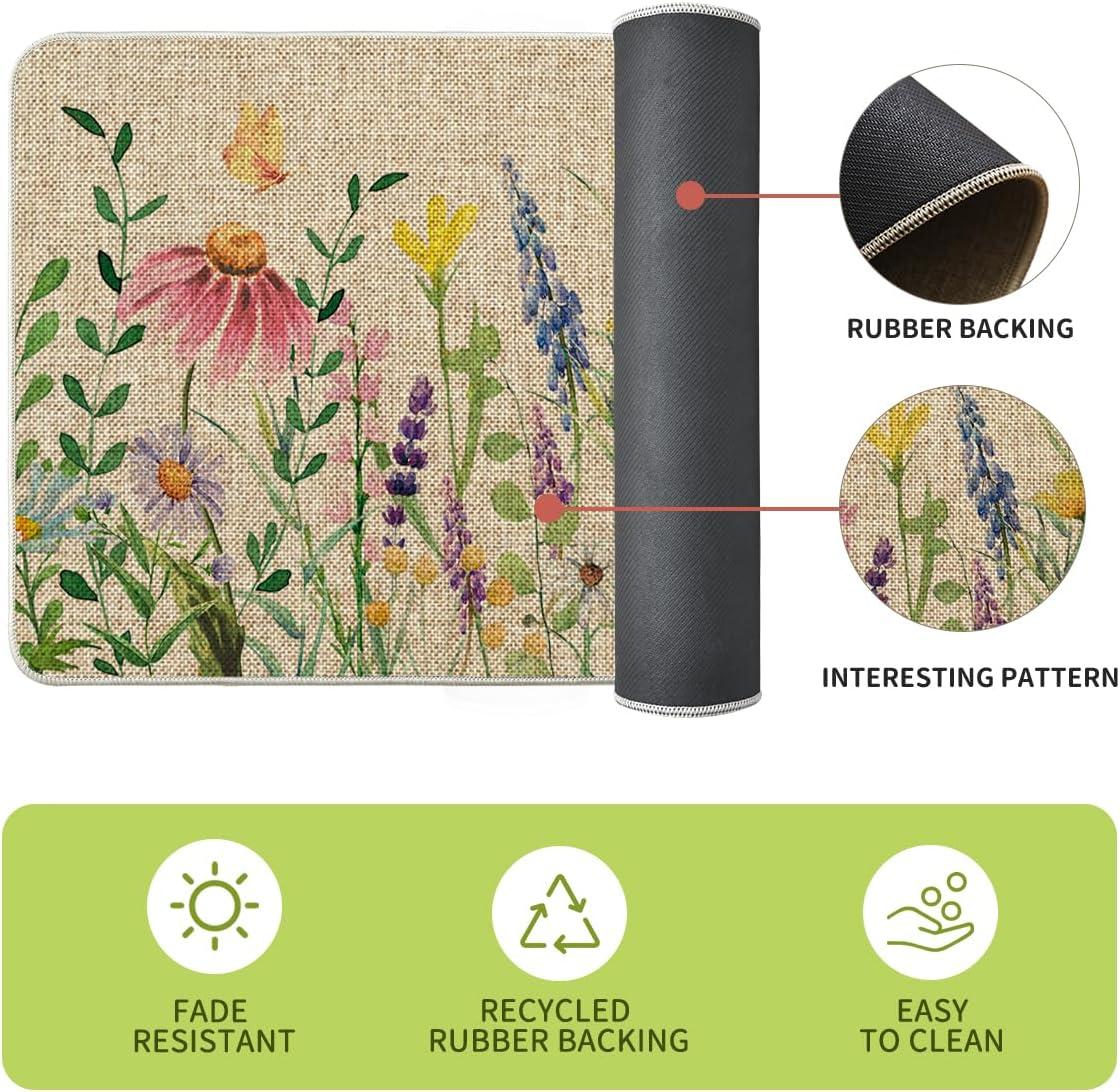 image:imageArtoid Mode Flowers Lavender Daisy Spring Kitchen Mats Set of 2 Summer Home Decor LowProfile Kitchen Rugs for Floor 17x29 and 17x47 Inch