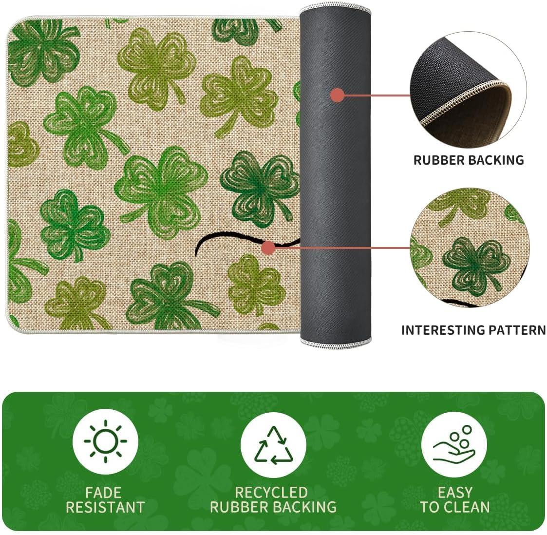 image:imageArtoid Mode Green Lucky Shamrocks Clover St Patricks Day Kitchen Mats Set of 2 Home Decor LowProfile Kitchen Rugs for Floor 17x29 and 17x47 InchBeige