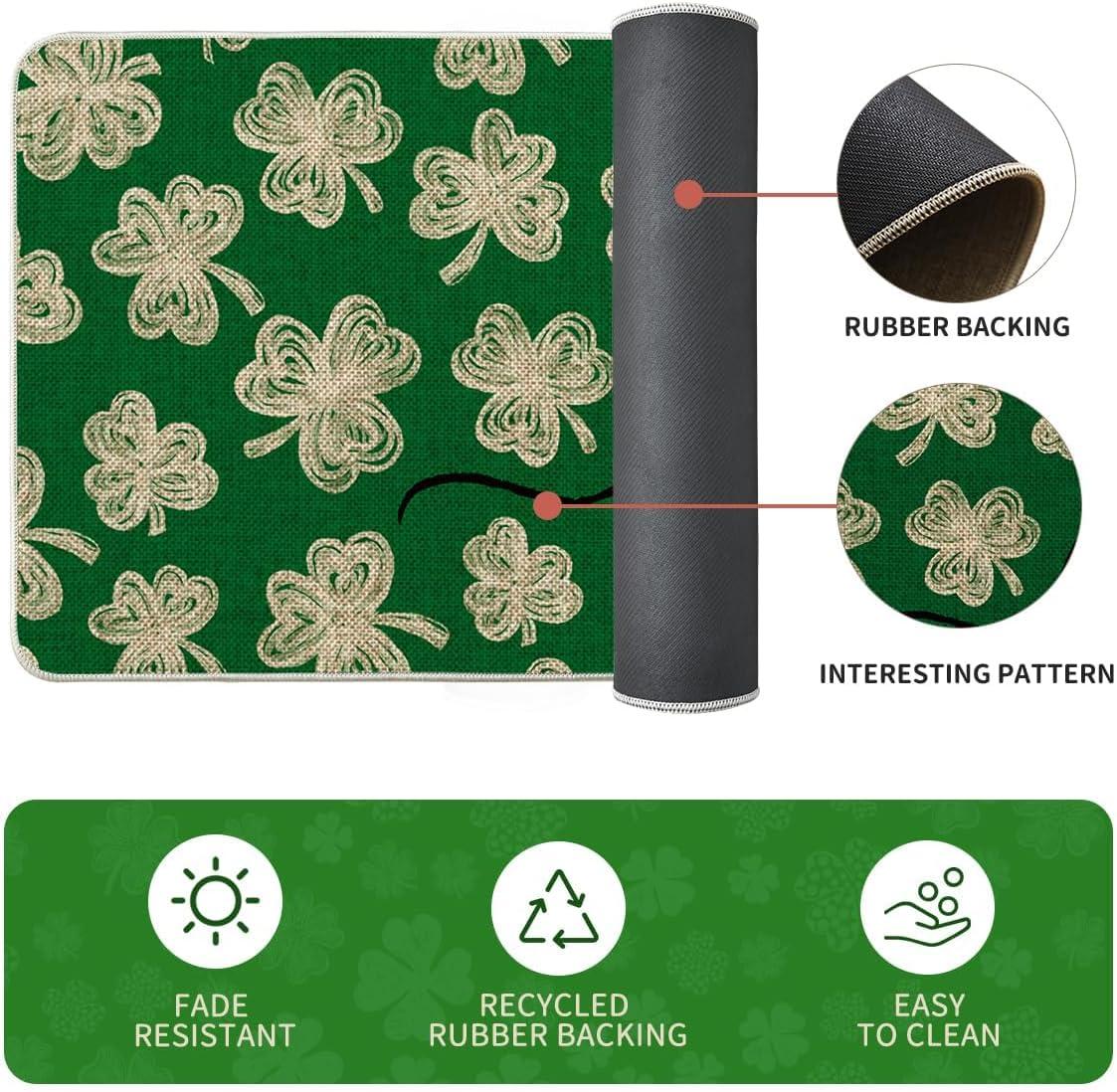 image:imageArtoid Mode Green Lucky Shamrocks Clover St Patricks Day Kitchen Mats Set of 2 Home Decor LowProfile Kitchen Rugs for Floor 17x29 and 17x47 InchGreen