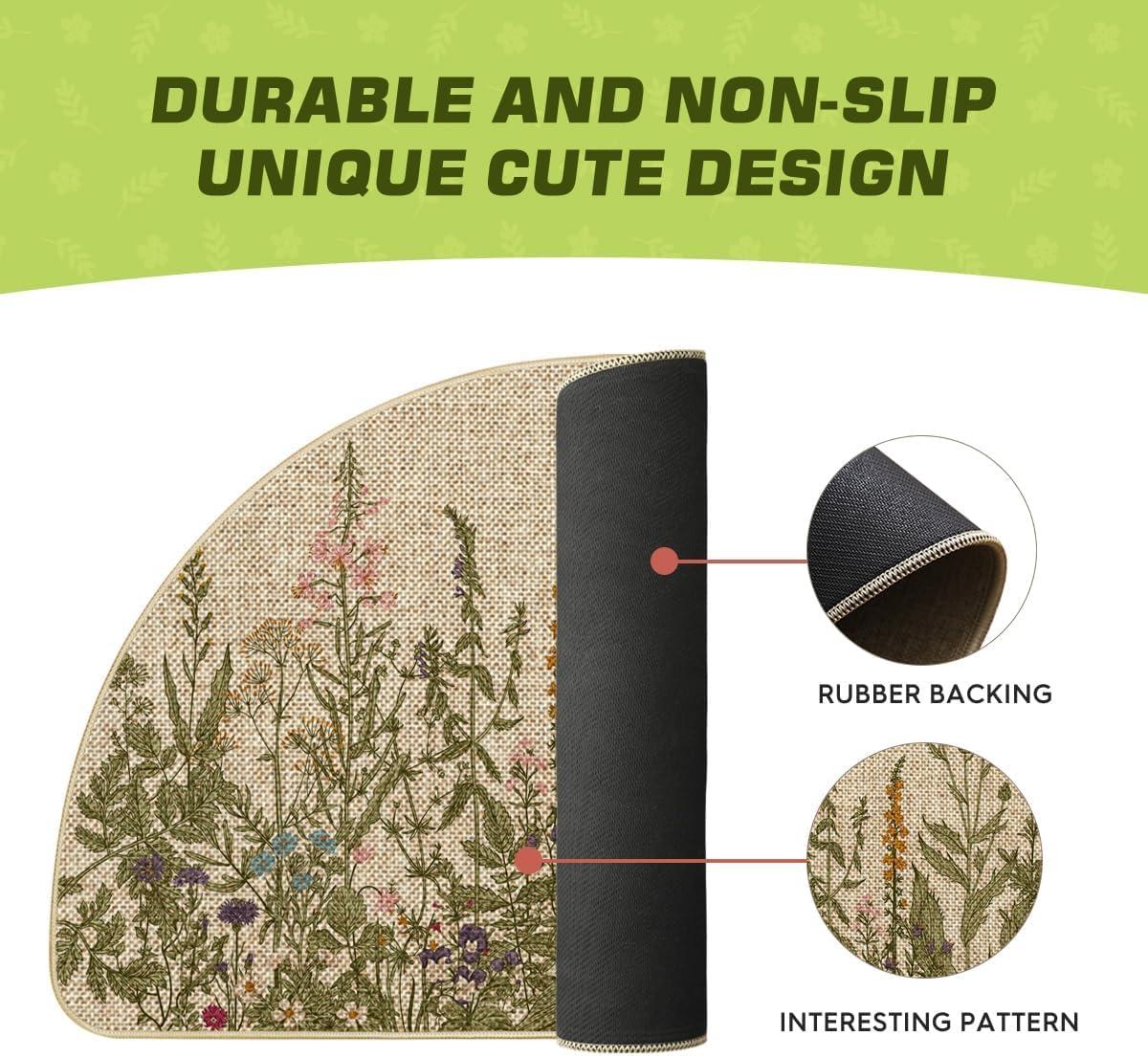 image:imageArtoid Mode Green Wildflower Spring Floral Summer Home Decor LowProfile Switch Rug Door Mat for Indoor Outdoor 17x29 InchBeigeGreen