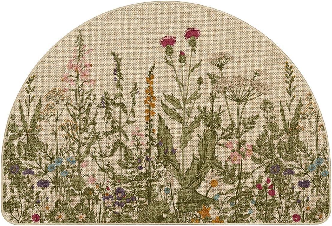 image:imageArtoid Mode Green Wildflower Spring Floral Summer Home Decor LowProfile Switch Rug Door Mat for Indoor Outdoor 17x29 InchBeigeGreen