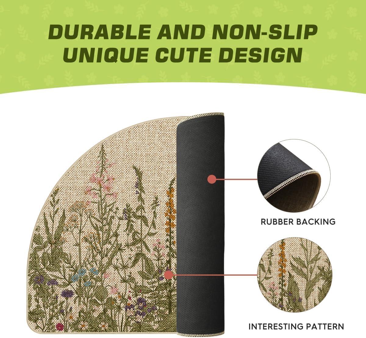 image:imageArtoid Mode Green Wildflower Spring Floral Summer Home Decor LowProfile Switch Rug Door Mat for Indoor Outdoor 17x29 InchBeigeGreen