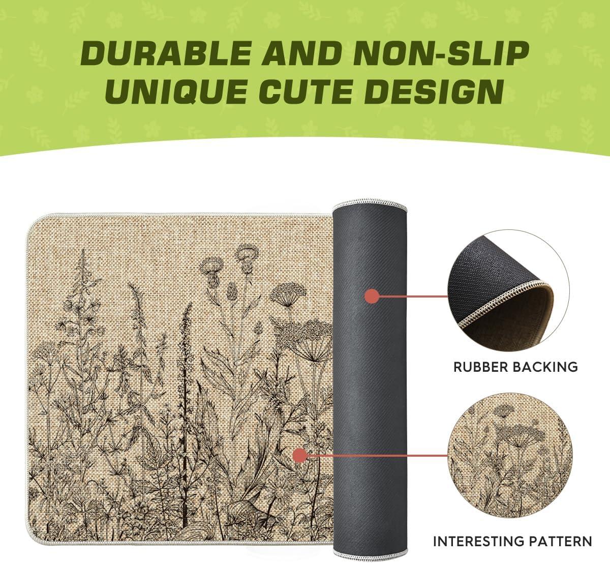 image:imageArtoid Mode Green Wildflower Spring Floral Summer Home Decor LowProfile Switch Rug Door Mat for Indoor Outdoor 17x29 InchBlack