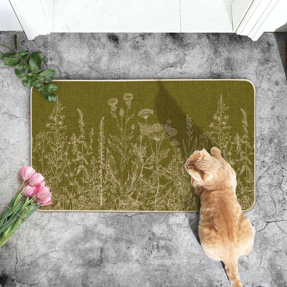 image:imageArtoid Mode Green Wildflower Spring Floral Summer Home Decor LowProfile Switch Rug Door Mat for Indoor Outdoor 17x29 InchGreen