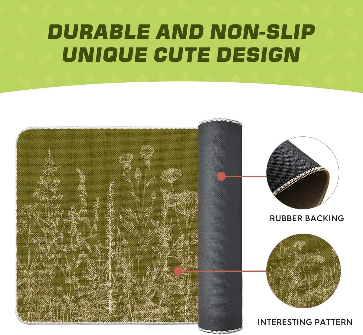 image:imageArtoid Mode Green Wildflower Spring Floral Summer Home Decor LowProfile Switch Rug Door Mat for Indoor Outdoor 17x29 InchGreen