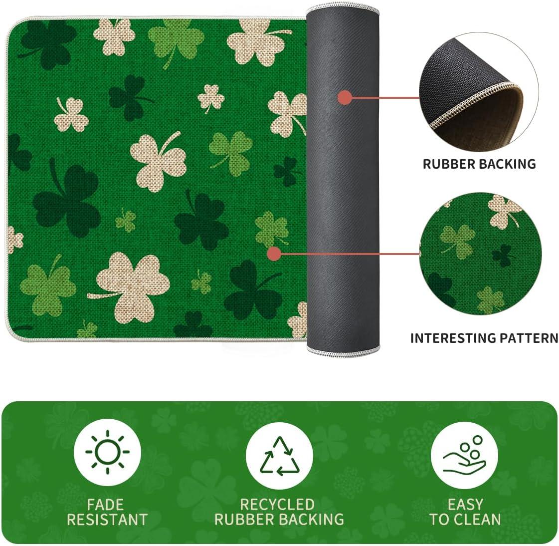 image:imageArtoid Mode Green Wood Shamrock St Patricks Day Kitchen Mats Set of 2 Home Decor LowProfile Kitchen Rugs for Floor 17x29 and 17x47 InchGreen