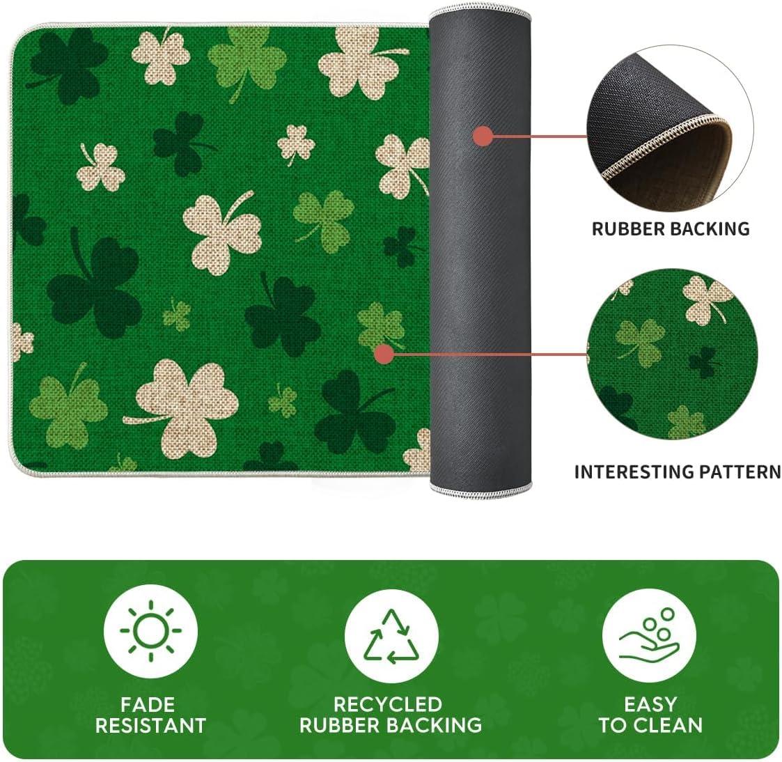 image:imageArtoid Mode Green Wood Shamrock St Patricks Day Kitchen Mats Set of 2 Home Decor LowProfile Kitchen Rugs for Floor 17x29 and 17x47 InchGreen