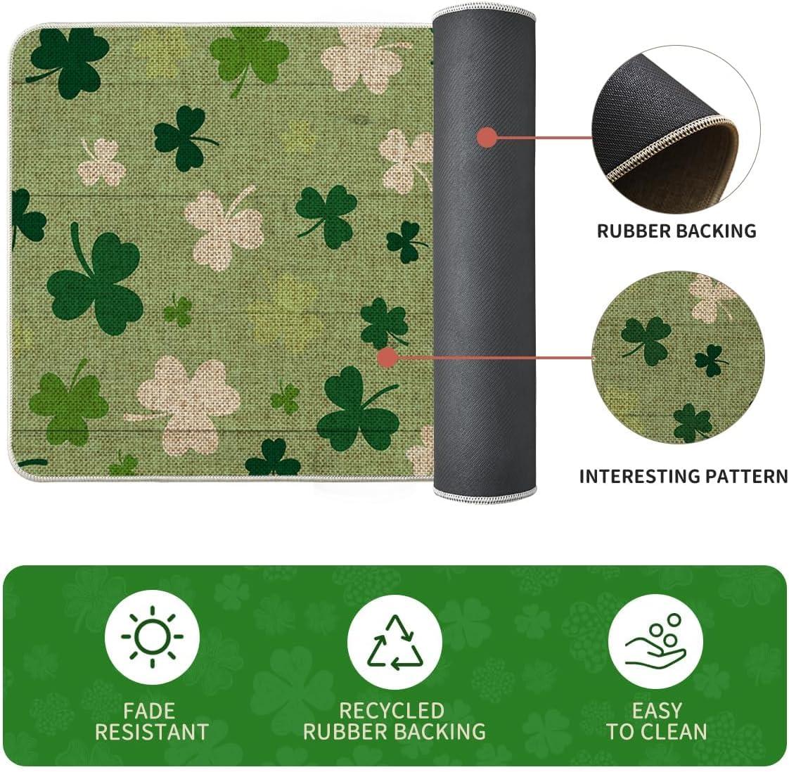 image:imageArtoid Mode Green Wood Shamrock St Patricks Day Kitchen Mats Set of 2 Home Decor LowProfile Kitchen Rugs for Floor 17x29 and 17x47 InchWood
