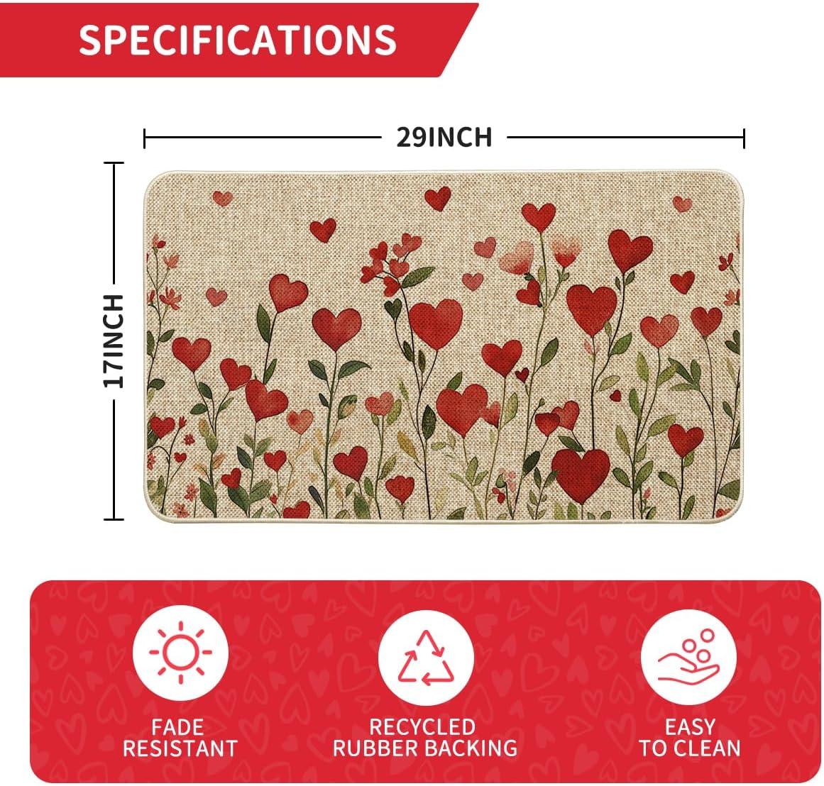 image:imageArtoid Mode Growing Love Heart Valentines Doormat Home Decor LowProfile Switch Rug Door Mat for Indoor Outdoor 17x29 Inch