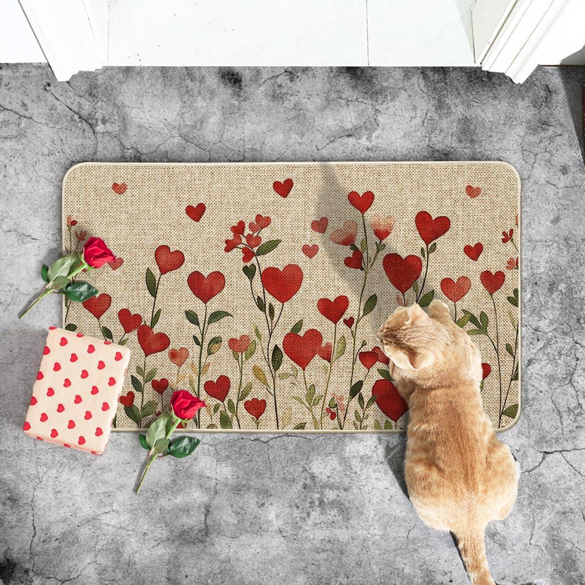 image:imageArtoid Mode Growing Love Heart Valentines Doormat Home Decor LowProfile Switch Rug Door Mat for Indoor Outdoor 17x29 Inch