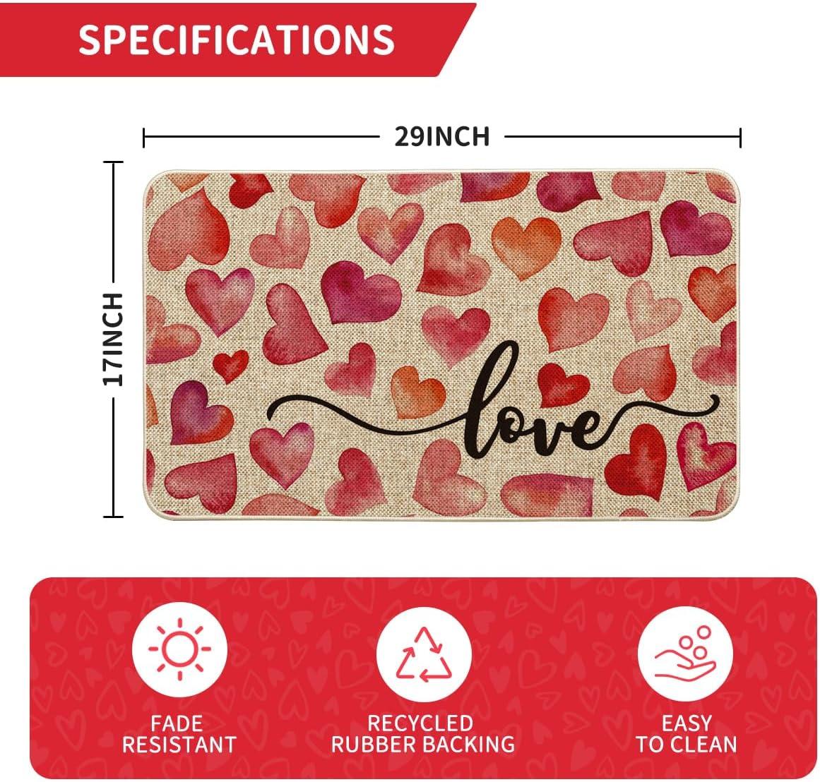image:imageArtoid Mode Heart Love Valentines Day Doormat Anniversary Wedding Home Decor LowProfile Rug Switch Mat for Indoor Outdoor 17x29 InchBeige