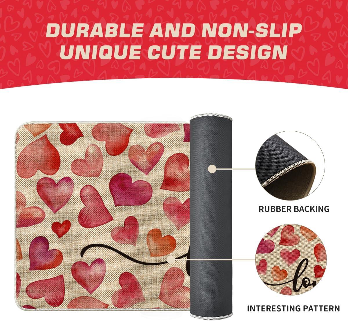 image:imageArtoid Mode Heart Love Valentines Day Doormat Anniversary Wedding Home Decor LowProfile Rug Switch Mat for Indoor Outdoor 17x29 InchBeige