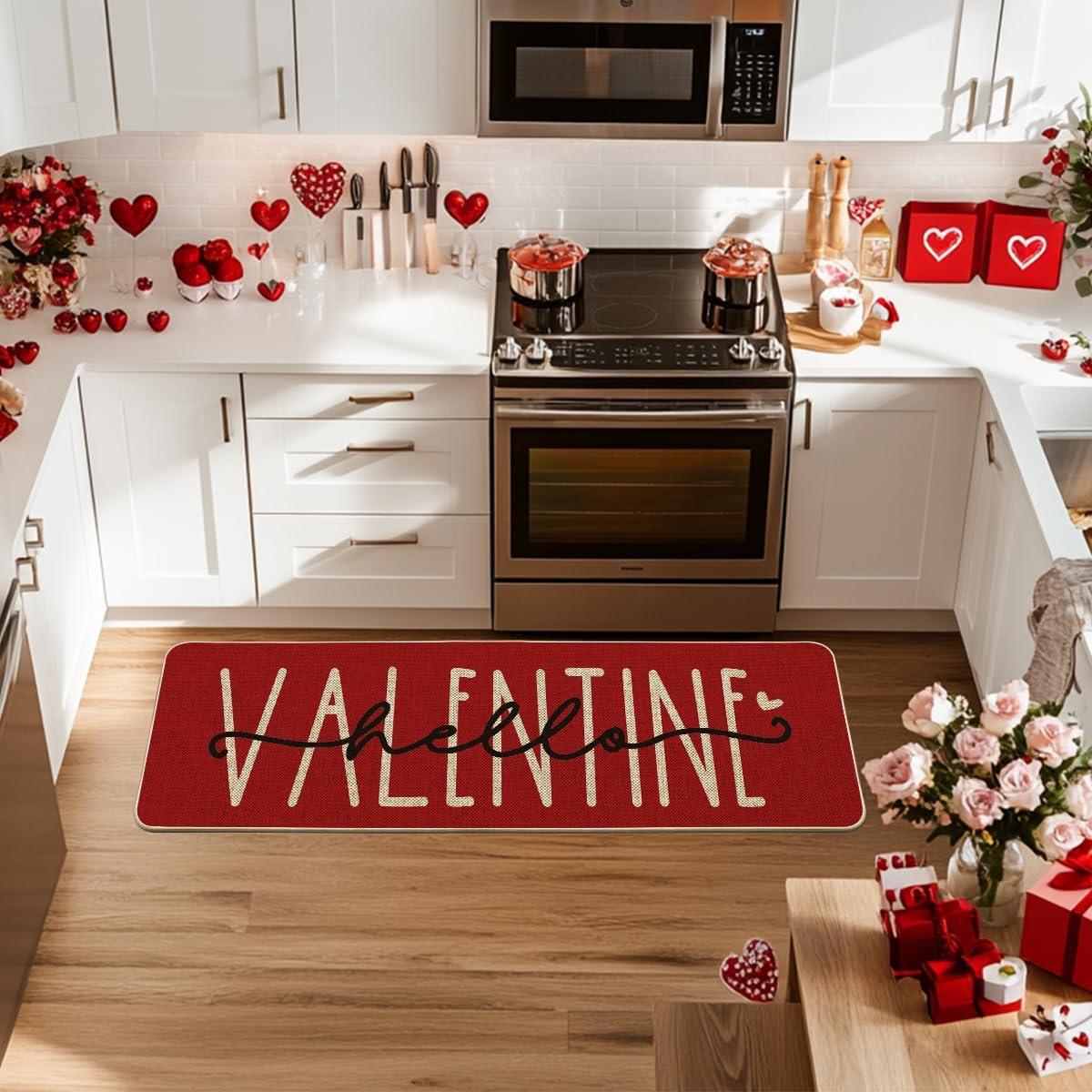 image:imageArtoid Mode Hello Valentine Pink Valentines Doormat Anniversary Wedding Home Decor LowProfile Rug Switch Mat for Indoor Outdoor 17x29 InchRed