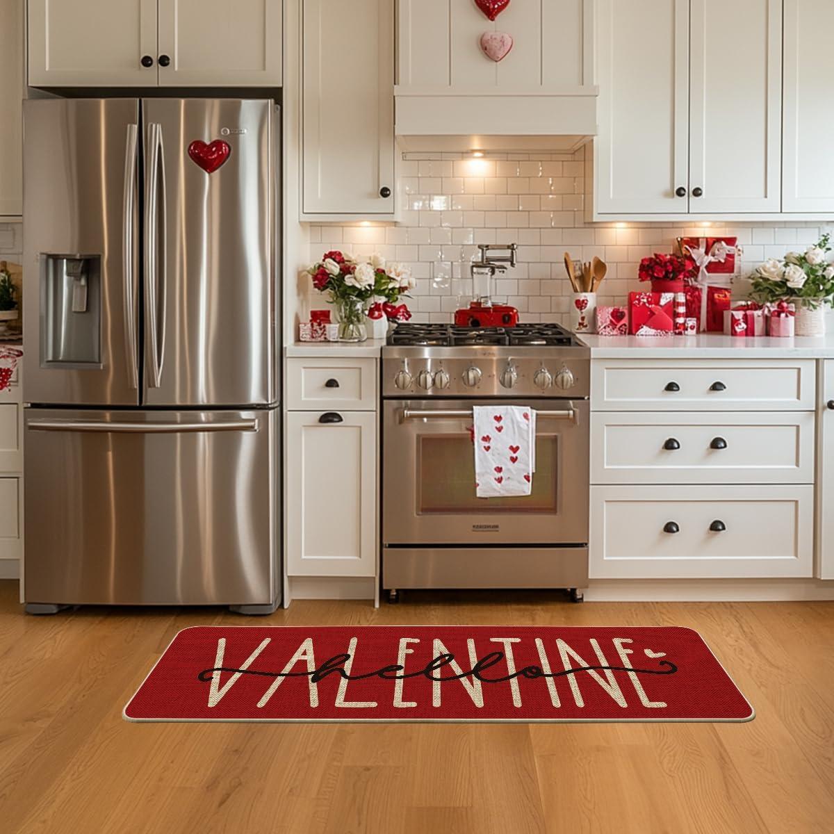 image:imageArtoid Mode Hello Valentine Pink Valentines Doormat Anniversary Wedding Home Decor LowProfile Rug Switch Mat for Indoor Outdoor 17x29 InchRed