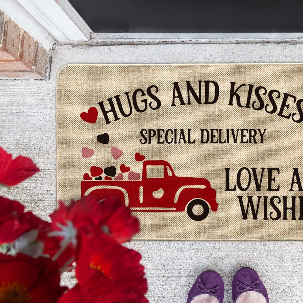 image:imageArtoid Mode Hugs and Kisses Special Delivery Truck Decorative Doormat Heart Seasonal HoliValentines Anniversary Wedding LowProfile Yard Floor Switch Mat for Indoor Outdoor 17 x 29 Inch