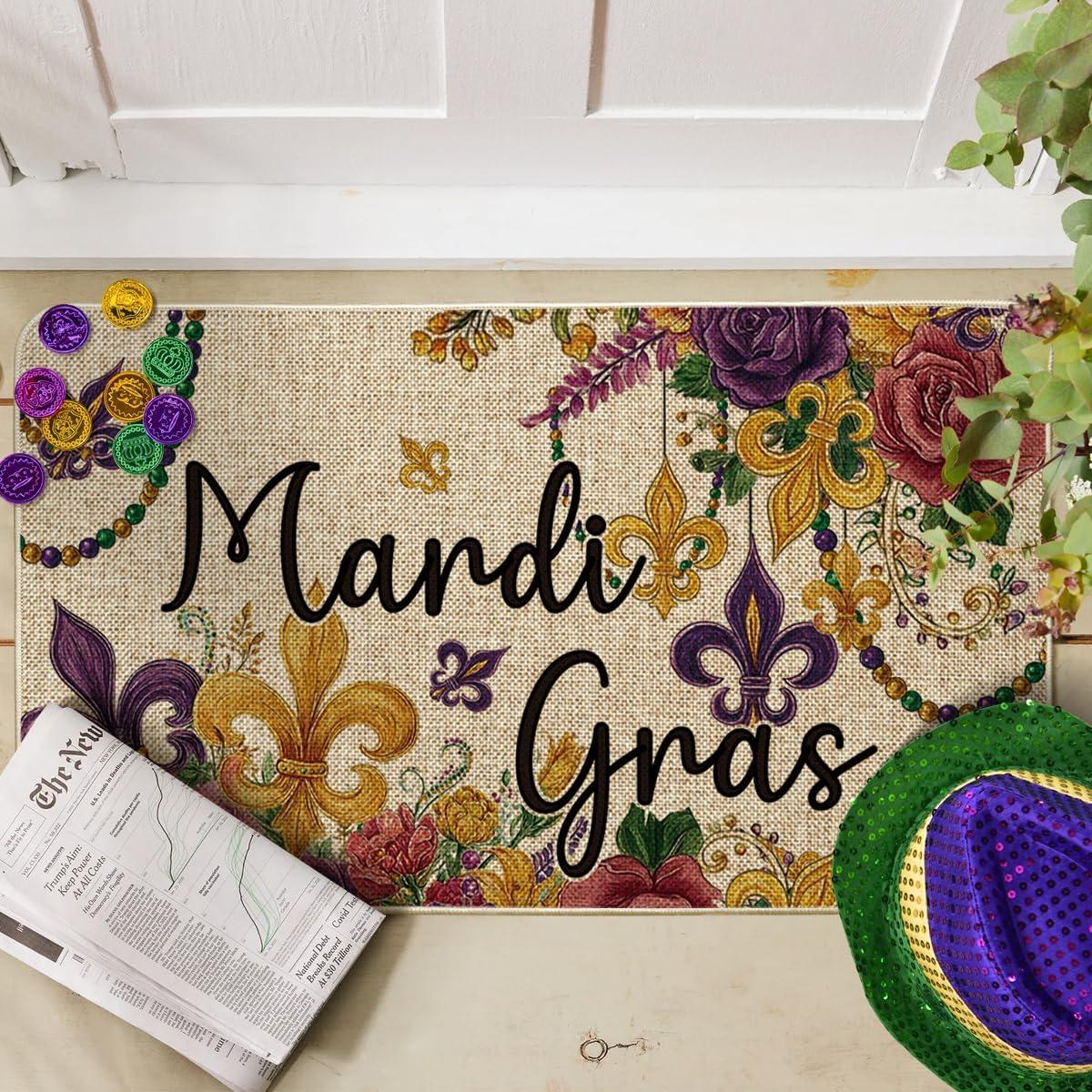image:imageArtoid Mode Irises Flowers Mardi Gras Doormat Carnival Home Decor Switch Rug LowProfile Door Mat Floor Mat for Indoor Outdoor 17x29 Inch