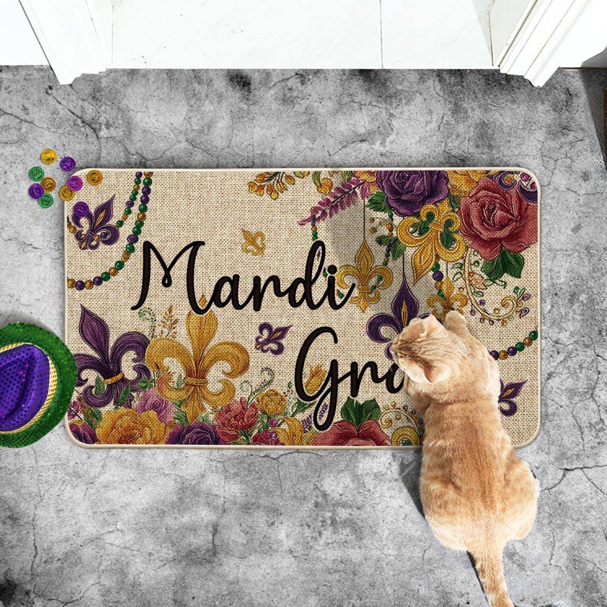 image:imageArtoid Mode Irises Flowers Mardi Gras Doormat Carnival Home Decor Switch Rug LowProfile Door Mat Floor Mat for Indoor Outdoor 17x29 Inch