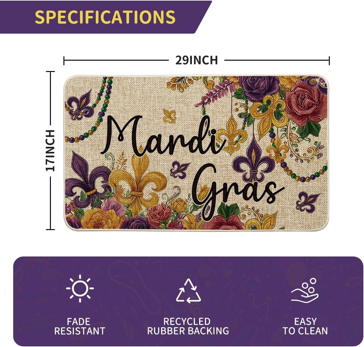 image:imageArtoid Mode Irises Flowers Mardi Gras Doormat Carnival Home Decor Switch Rug LowProfile Door Mat Floor Mat for Indoor Outdoor 17x29 Inch