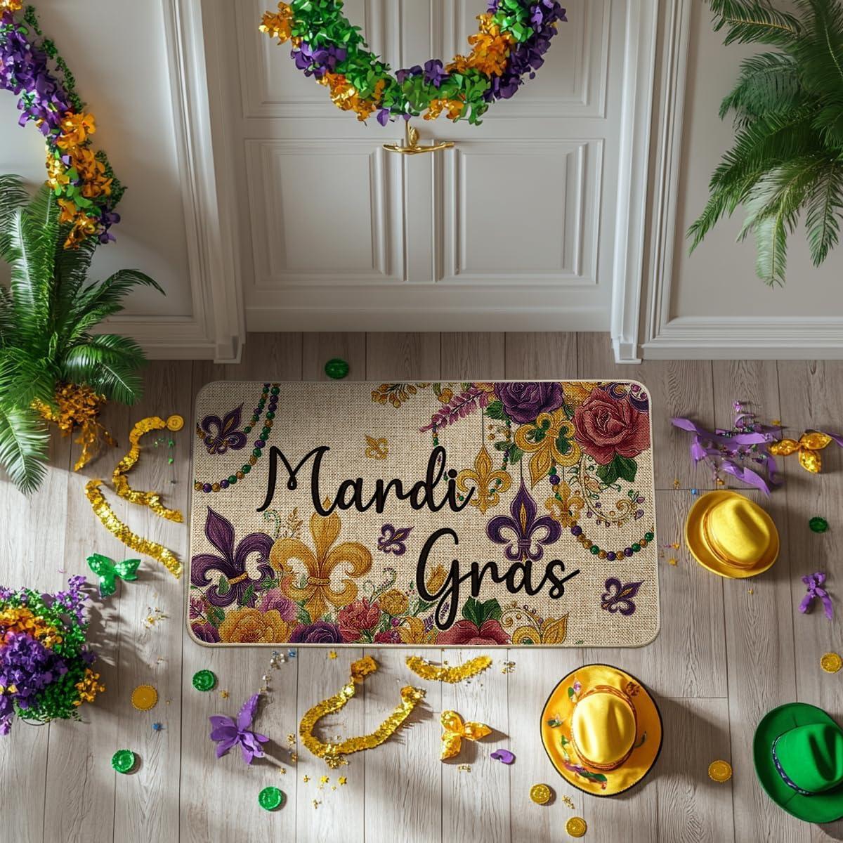 image:imageArtoid Mode Irises Flowers Mardi Gras Doormat Carnival Home Decor Switch Rug LowProfile Door Mat Floor Mat for Indoor Outdoor 17x29 Inch