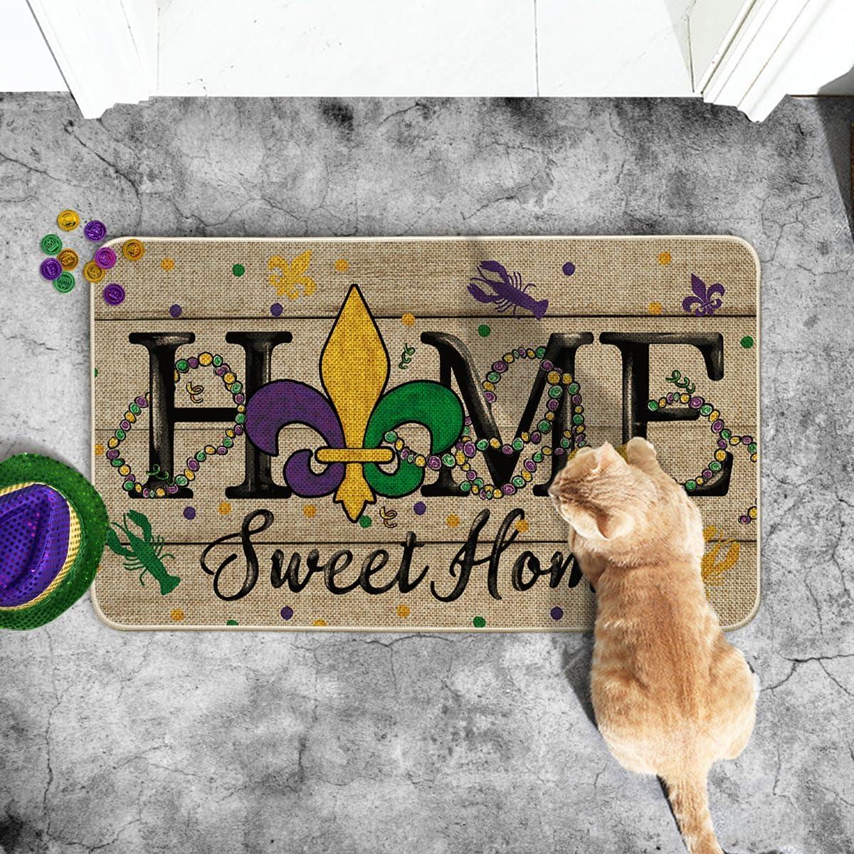 image:imageArtoid Mode Irises Lobster Home Sweet Home Mardi Gras Doormat Carnival Home Decor LowProfile Switch Rug Door Mat Floor Mat for Indoor Outdoor 17x29 InchBrown