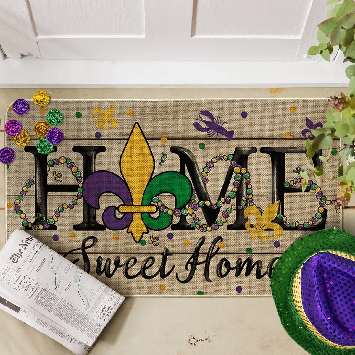 image:imageArtoid Mode Irises Lobster Home Sweet Home Mardi Gras Doormat Carnival Home Decor LowProfile Switch Rug Door Mat Floor Mat for Indoor Outdoor 17x29 InchBrown
