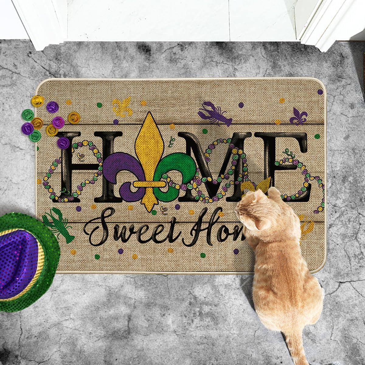 image:imageArtoid Mode Irises Lobster Home Sweet Home Mardi Gras Doormat Carnival Home Decor LowProfile Switch Rug Door Mat Floor Mat for Indoor Outdoor 17x29 InchBrown