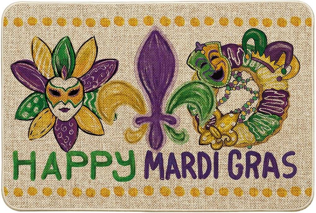 image:imageArtoid Mode Irises Mask Doughnut Happy Mardi Gras Doormat Carnival Home Decor LowProfile Switch Rug Door Mat Floor Mat for Indoor Outdoor 17x29 InchBeige