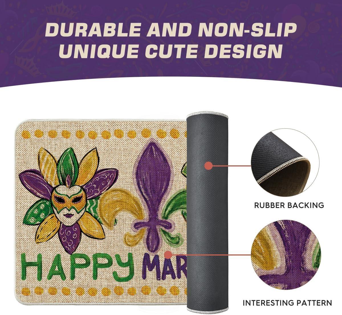 image:imageArtoid Mode Irises Mask Doughnut Happy Mardi Gras Doormat Carnival Home Decor LowProfile Switch Rug Door Mat Floor Mat for Indoor Outdoor 17x29 InchBeige