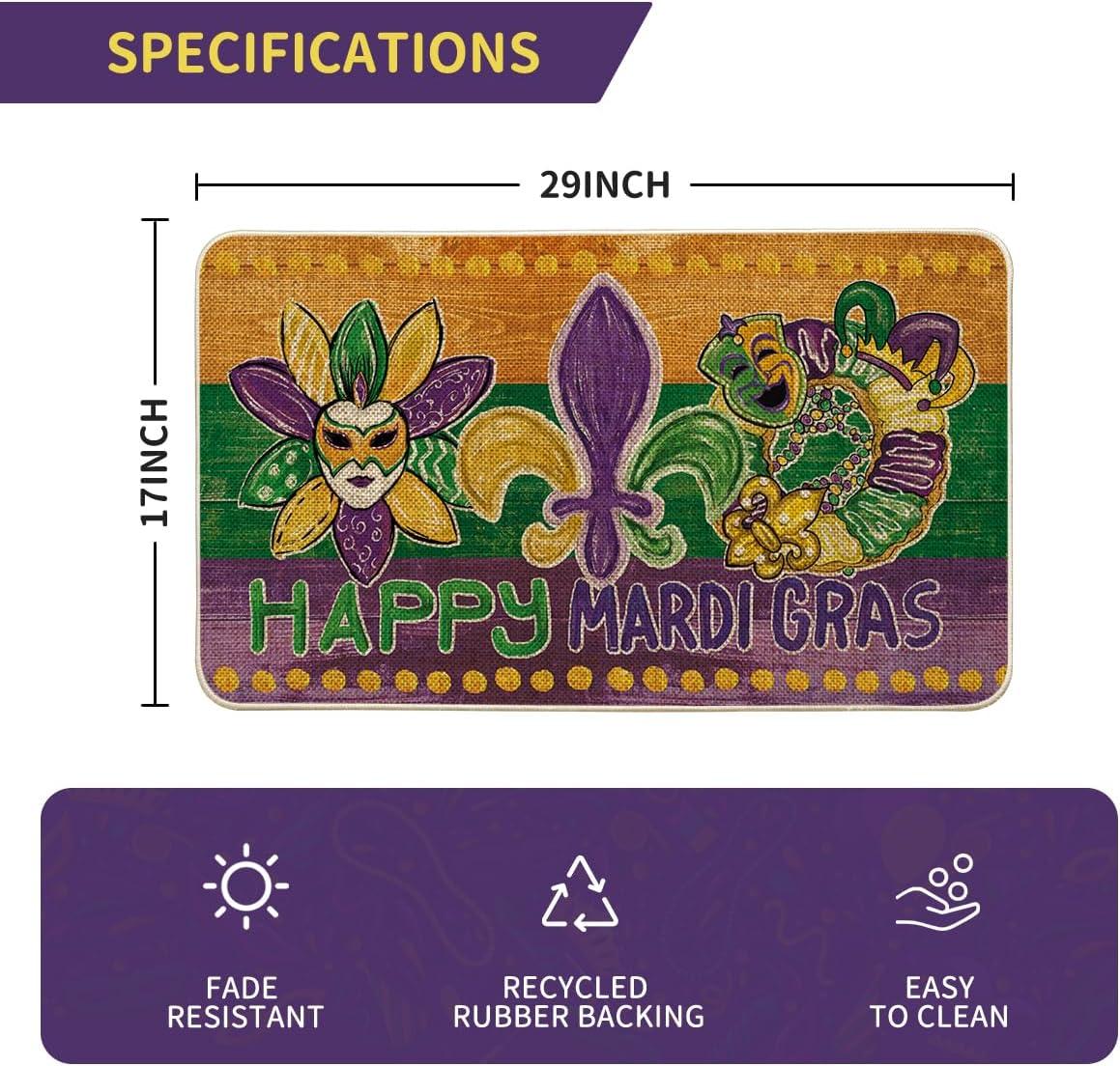 image:imageArtoid Mode Irises Mask Doughnut Happy Mardi Gras Doormat Carnival Home Decor LowProfile Switch Rug Door Mat Floor Mat for Indoor Outdoor 17x29 InchYellow